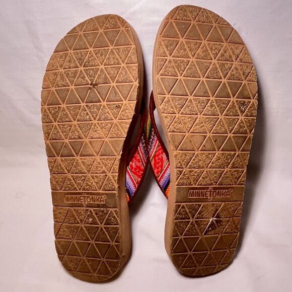 Minnetonka Thong Sandals Red Brown Size 9 - Picture 7 of 8